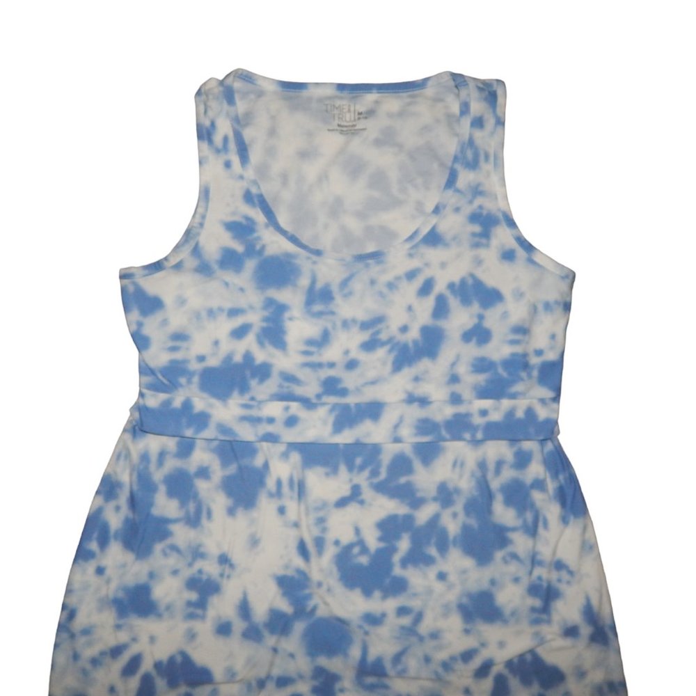 TIME AND TRU MATERNITY women's maternity medium blue white tie dye nursing tank - Picture 2 of 9